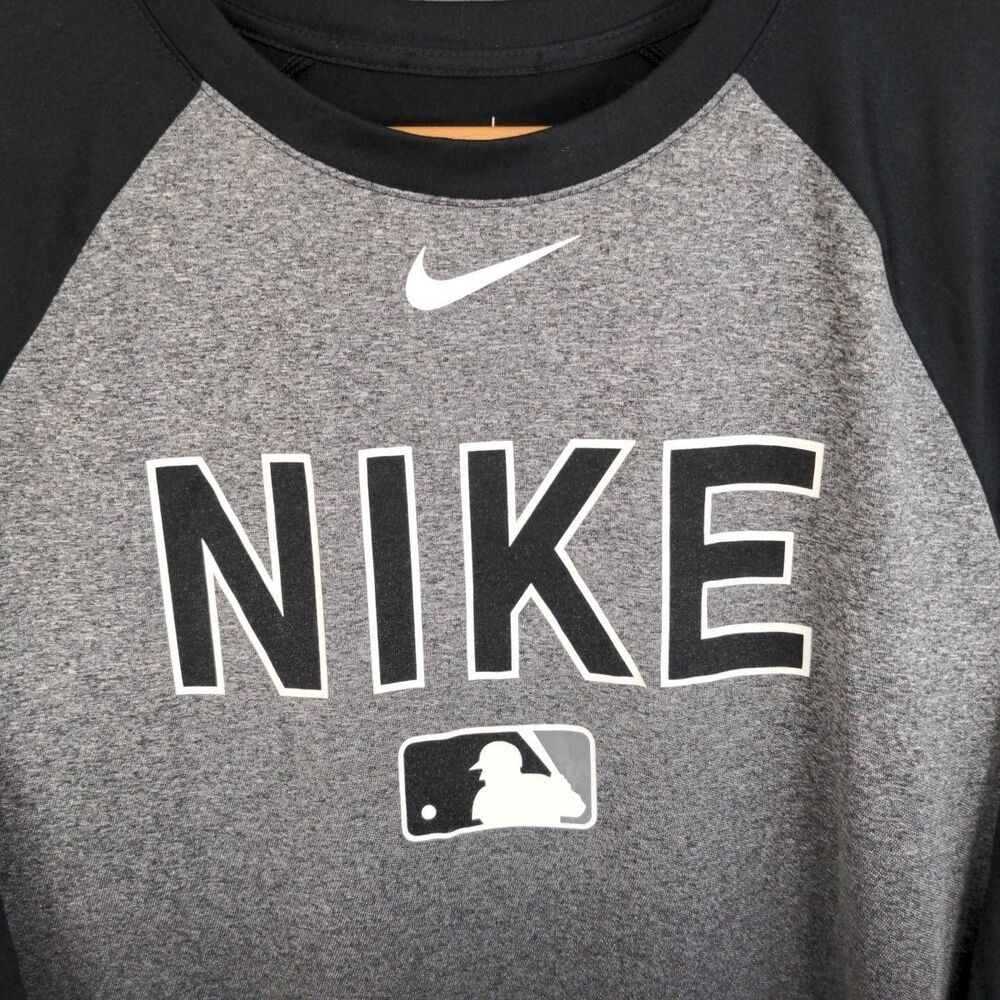 The Nike Tee Men's Black Gray Ombre Baseball MLB T Shirt Dri-Fit Size Large - Picture 2 of 8